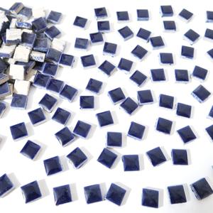 200 Pieces Square Mosaic Tiles for Crafts Bulk, Ceramic Mosaic Pieces 16 Colors Ceramic Mosaic Tile, 12mm Stained Mosaic Ceramic Tiles for Mosaic Projects Home Decor - Dark Blue Mosaic Tiles