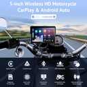 5" Motorcycle CarPlay Wireless for Apple CarPlay & Android Auto,W522 Car Play Motorbike Waterproof Touch Screen with Dual Bluetooth,GPS Navigation,Siri/G-Assist,EQ,USB/Hardwired Power Supply