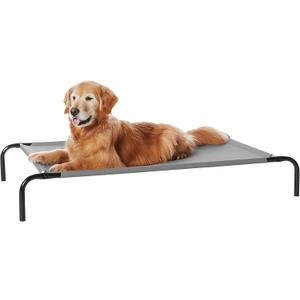 Amazon Basics Cooling Breathable Elevated Dog Bed with Metal Frame for Large Dogs, 51" x 31" x 8", Grey