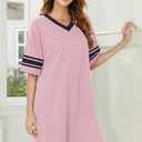 Ekouaer Nightgowns for Women 2 Pack Sleepshirts Short Sleeve Nightshirt V Neck Sleepwear Casual Pajama Dress (M)