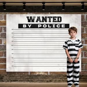 7X5ft Police Lineup Mugshot Photo Backdrop Photography Wanted by Police Background, Murder Party Jail Prison Suspect Height Chart Backdrops Photo Booth Prop Decorations Wall Decor Tablecloth (White)