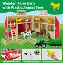 SIMPLIPLAY Farm Animal Toys with Portable Large Wooden Barn for Kids 3+ Years Old, 10 PCS Farm Animals Figures for Boys, Girls, Animal Lovers, Ideal Gift for Kids Toddlers, Improve Fine Motor Skills