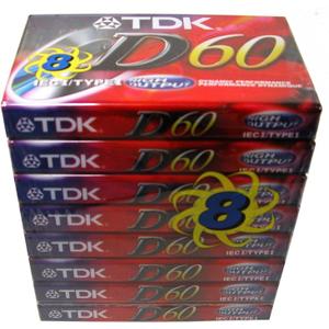 TDK Audio Cassette Tape - 60 Minute (8 Pack, Red)