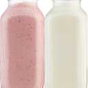 kitchentoolz 16oz Square Glass Milk Bottle with Lid - Airtight Vintage Reusable Dairy Drinking Jars Containers for Milk, Yogurt, Smoothies, Juice, Kefir, & Water -2 Pack 16 oz Glass Bottles with Lids