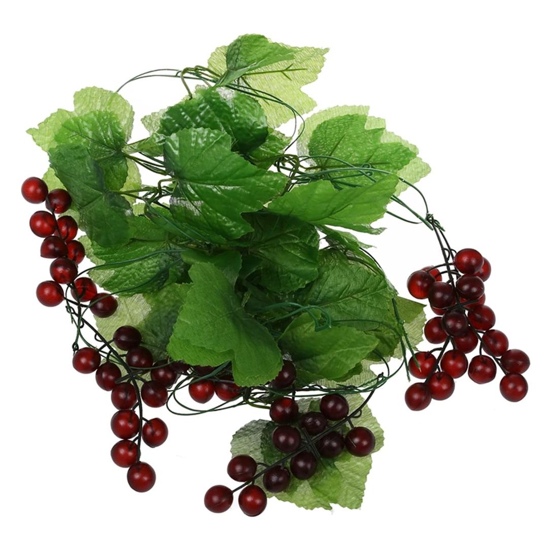 5 Pcs Artificial Grape Leaves Vines Hanging Fake Vine Garlands Lifelike Simulation Fruit Grapes Rattan for Garden Home Wedding Party Decoration