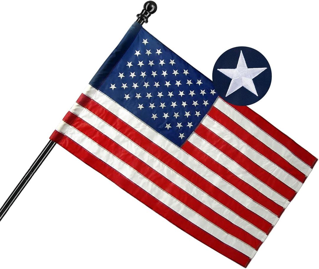 Homissor American Flag Sleeve 2.5x4 Outdoor USA US Flag Sleeved USA Flags 2.5x4 Ft Embroidered Stars Durable Nylon Flags Sewn Stripes