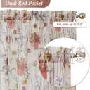 Lecloud Crushed Sheer Curtains 84 Inches Long 2 Panels, Light Filtering Printed Floral Curtains for Living Room with Rod Pocket, Elegant Rustic Window Curtain for Bedroom Dining Room, 51" W x 84" L