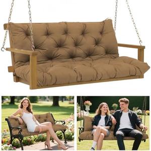 BFWHQ Durable Swing Cushions Extra Thick 5" Fade-Resistant 3 Seater Waterproof Outdoor Replacement Porch Swing Cushions with Backrest for Outdoor Furniture Patio Garden Backyard(Brown 60×40×5inch)