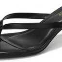 Women's Kitten Heels Sandals Square Open Toe Flip Flop Heels 1.8-2 Inch Heeled Sandals for Women (6, Black)