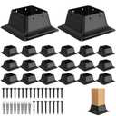 4x4 Post Base 20Pcs, Internal 3.6"x3.6" Heavy Duty Powder-Coated Steel Post Bracket Fit for Standard Wood Post Anchor, Decking Post Base for Deck Porch Handrail Railing Support with Screws