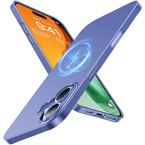TORRAS Magnetic Slim-Fit for iPhone 16 Case 6.1 inch, Ultra-Thin 16 Phone Case Compatible with MagSafe Phone 16 Case, Light Anti-Scratch Matte Hard PC Bayer OriginFit, Blue Purple