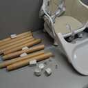 6 in 1 Baby High Chair, Convertible Wooden High Chairs/Booster Seat for Babies and Toddlers, Baby Feeding Chair with 5-Point Harness/Double Removable Tray & Adjustable Footrest (Beige)