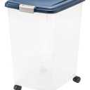 IRIS USA Dog Food Storage Container, Up to 54 lbs, Navy/Pearl, Made in USA