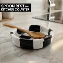 Marble Spoon Rest for Stove Top, Checkered Kitchen Utensil Holder, Coffee Bar Accessory, White Black