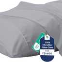 Royale Linens Queen Pillowcase Set of 2 - Bed Pillow Cover - 20" x 30" -Silver Pillowcases - 1800 Brushed Microfiber, Wrinkle & Fade Resistant - Soft & Cozy- Queen Size Pillow Case (Silver)