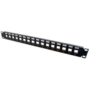 C2G Legrand 16 Port Patch Panel, Ethernet Keystone Panel with Blank 1U Keystone, Keystones for Ethernet Cables Work with Snap-in Jack, Including Cat6, Black, 1 Count, C2G 03858