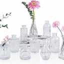Clear Glass Bud Vases Set of 12, Mini Flower Vase for Centerpieces, Small Vases in Bulk for Wedding Decorations, Vintage Vase for Baby Shower, Party, Recepetion, Home Table Dcor