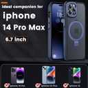 Magnetic Case for iPhone 14 Pro Max, with Invisible Ring Stand, Military Drop Protection, Shockproof Anti-Fingerprint Matte Protective Cover for iPhone 14 Pro Max, Blue