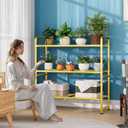 3 Tier 30" Wide Metal Wire Shelf, Stackable & Adjustable Gold Utility Shelves for Pantry, Garage, Closet Storage