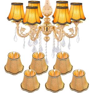 Hedume 6 Pack European Lamp Shade, Modern Clip On Droplight Wall Lamp, Chandelier Clip on Fabric Drum Lamp Shade for Table Candle Wall Light Replacement
