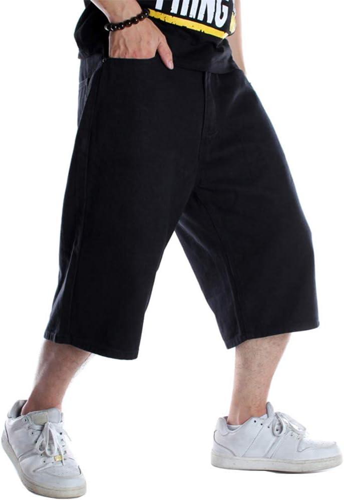 Kinghua Baggy Jean Shorts for Men Casual Loose Fit Hip Hop Skateboard Denim Shorts (40, Black 109-1)