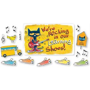 Edupress Pete The Cat Bulletin Board Set, We're Rocking in Our Learning Shoes, 46/PackEP-2383