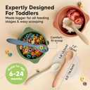 KeaBabies Silicone Baby Spoons, Self Feeding 6-12 months - 3-Pack Baby Weaning Eating Utensils, Toddler First Food Training Spoon, Infant, Kids Feeding Supplies Essential Set, Dishwasher-safe (Slate)