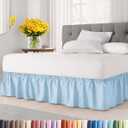 Wrap Around Dust Ruffle Bed Skirt - Light Blue - for King Size Beds with 15 Inch Drop - Elastic Strap - Adjustable Pleated Bed skirt with Brushed Fabric and Wrinkle Free - for Women, Men, Kids & Teens (21 - Baby Blue)