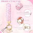 Nosiny 2 Pcs Pink Bow Keychain Wristlet for Women Coquette Scrunchie Key Chain Stretch Car Keyholder Bracelet, Keychain Wristlet for Gym, Shopping & Travel Gifts for Women
