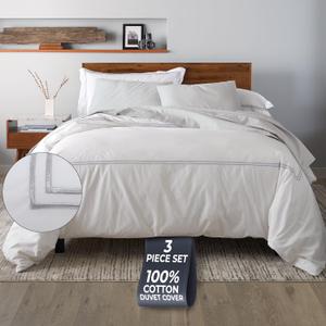 Ella Jayne California King Duvet Cover (3 Pcs), 100% Cotton Percale, King/Cali King, Breathable & Lightweight Cal King Duvet Cover (1 Piece) 106 x 90 Inches with 2 Pillow Shams (Silver Design)