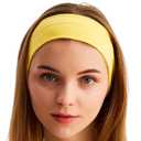 Headbands for Women Men Solid Color Non-Slip for Yoga, Fashion Sports Hair Bands for Men, Women's Hair, Soft Cotton Fabric Stretchy Headbands for Women for Workout Fitness Running (Yellow, 1 Size)