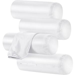 Remerry 4 Pack 16 x 6 Inches White Neck Roll Pillow Case Cover Only Round Bolster Cervical Roll Satin Cylinder Pillow Case Cover with Zipper