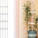 6ft Garden Obelisk Trellis for Climbing Plants-Rustproof Metal Pipe with Heavy Duty Plastic Coated, Garden Outdoor Indoor Potted Plant Support for Clematis Vine Jasmine Support White, 1 Pack