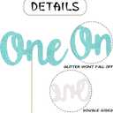 Light Blue 1st Glitter Birthday Centerpiece Sticks 12PCS Number 1 Table Topper One Centerpieces for Tables Anniversary Party Decorations First Birthday Party Supplies