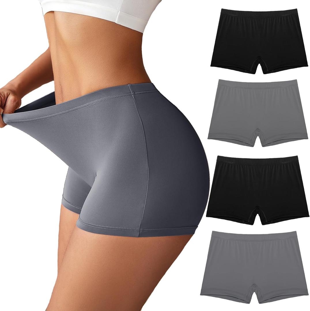 Ekouaer Boyshort Panties Women's Soft Underwear Briefs Invisible Hipster 3 Pack Seamless Boxer Brief Panties Large