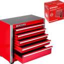 Geinxurn 5-Drawer Rolling Red Tool Box, Heavy Duty Micro Roll Cab Steel Stackable Tool Chest with Lockable Drawers, Large Capacity Tool Cabinet for Garage, Workshop, Truck