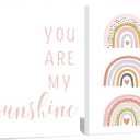 Kids Room Wall Decor You Are My Sunshine Nursery Pictures Pink Rainbow Heart Cute Posters Picture Boho Minimalist Art Canvas Prints For Baby Kids Room Nursery Decor 12*16 Inch Unframed (12*16 inch Unframed)