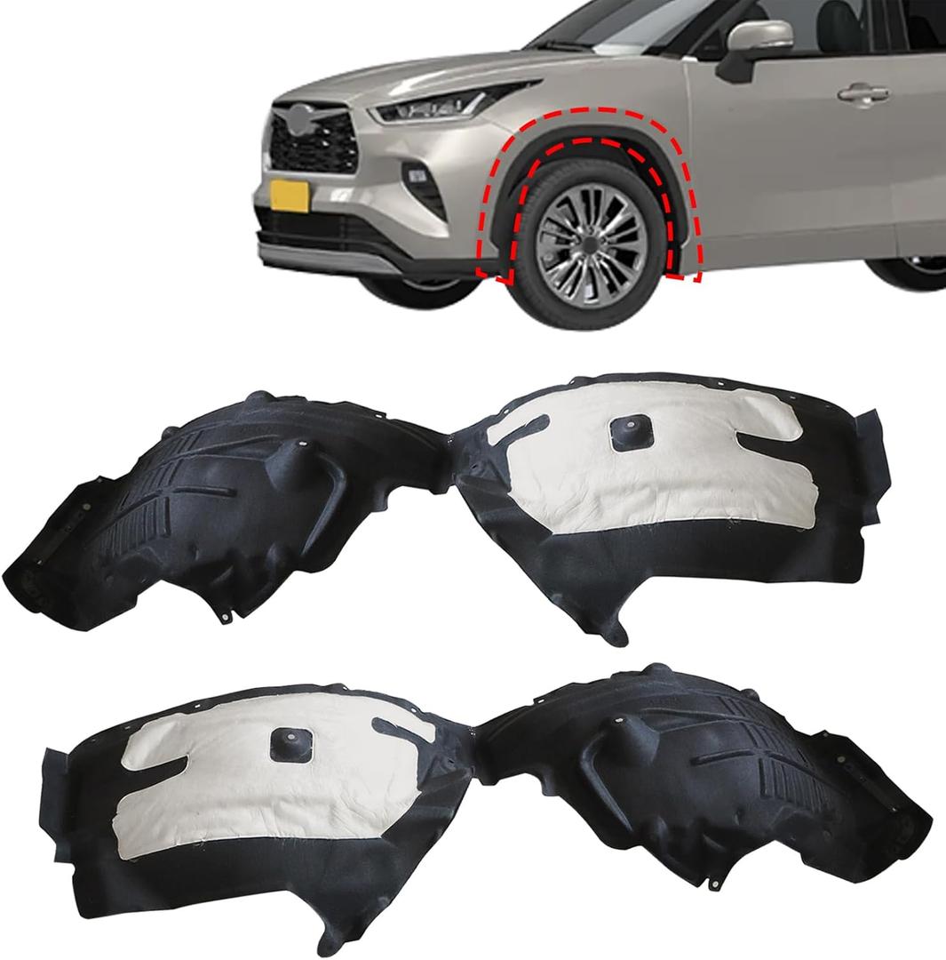 1 Pair Front Left & Right Side Fender Liners, Compatible with Toyota Highlander 2020-2023 Replace# 538060E170 538050E170 TO1248240 TO1249240, Front Wheel Fender Splash Set