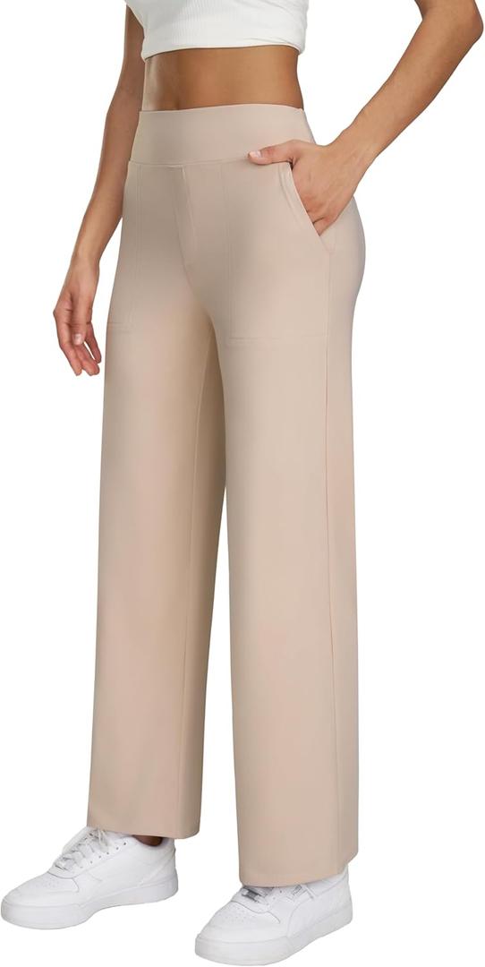 Wide Leg Yoga Pants with Pockets for Women High Waisted Casual Dresses Pants 3XL