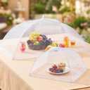 Anpro Food Covers for Outdoors- 2 Extra Large (40"x25") + 6 Large (17"x17") Pop-Up Mesh Food Tents, Collapsible Reusable Bug-Proof Nets for Picnics, BBQs & Camping, Stainless Steel Frame