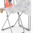 TV Tray Table,Folding Table with Cup Holder Portable,Foldable Snack Tray for Eating,Small Folding Tables Set of 2,Dinner Tables for Couch, Living Room,Small Space (White Marble,2Pcs)