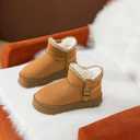 FINIWOR Snow Boots for Women Waterproof, Warm Fur Lined Mini Womens Boots Winter, Fall Ankle Boots Platform Non-slip (Brown)