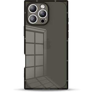 Rectangle Case Compatible for iPhone 15 Pro Max, Full Camera Protection & Reinforced Corners TPU Cushion Clear Cover, Shockproof Silicone Phone Case for Women Girls (iPhone 15 Pro Max, Black)