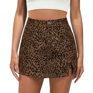 luvamia Skorts for Woman Leopard Cheetah Print Mini Skirt with Shorts High Waisted Trendy Cute Stretchy Side Slit Skort Size M