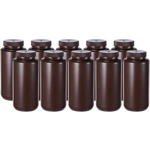 PATIKIL 24 Pcs 1000ml Reagent Bottles, PE Wide Mouth Round Bottles with Screw Cap for Lab Water Reagent Liquids Solid Sample Storage Seal, Amber