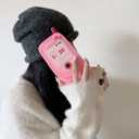 Mirror Case Compatible with iPhone 12/12 Pro，Cute Kawaii 3D Cartoon Retro Phone Cover Fun Soft Rubber Shockproof Protector for Women Girls-Flip Pink