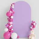 Wokceer 7.2FT Wedding Arch Cover Spandex Fitted Wedding Arch Stand Covers Round Top Chiara Arch Backdrop Cover for Birthday Party Ceremony Banquet Decoration Lavender