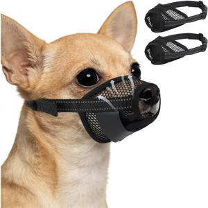 2PCS Dog Muzzles, Soft Muzzle for Small Dogs to Prevent Biting Barking Eating Chewing, Adjustable Air Mesh Breathable Dog Mouth Guard for Grooming, XS