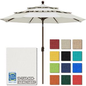 EliteShade USA 10-Year-Non-Fading 9ft 3-Tier Market Patio Umbrella, Commercial Grade Outdoor Table Umbrella with Crank Open, Windproof & UPF 50+ UV Protection, Heavy Duty Ventilation for Garden, Deck, Pool, Backyard, Beach & Bistro, White