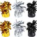 6 Pack Gold,Silver,Black Balloon Weights Metallic Holder Anchors Balloon Holder Weights for for Birthday 2025 Graduation Party Christmas Wedding Celebration Decoration (Gold,Silver,Black)
